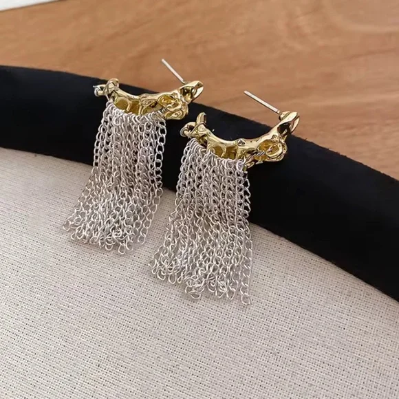 Anthropologie Gold and Silver Chain Earrings - Picture 5 of 6